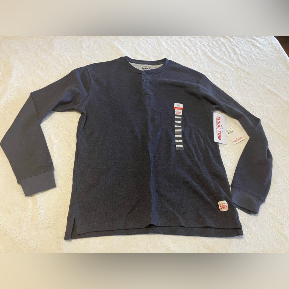 Rural King large men’s long sleeve warm crew neck, charcoal gray K